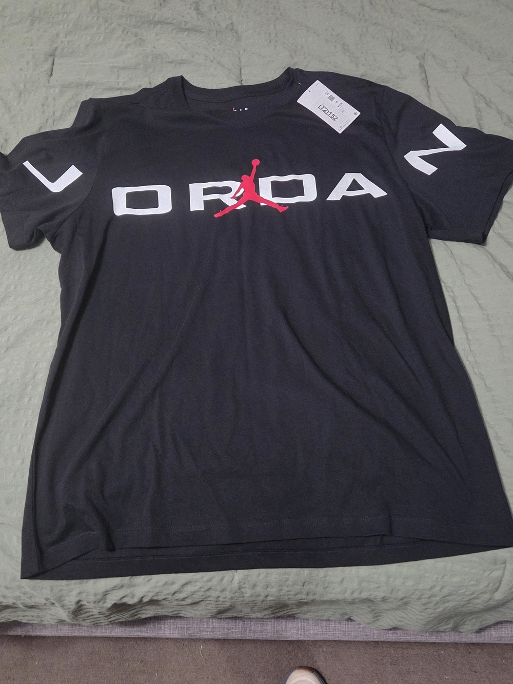 Jordan Black Short Sleeve Tee with White Logo and Red Jumpman